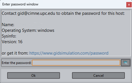 Enter password in GiD.