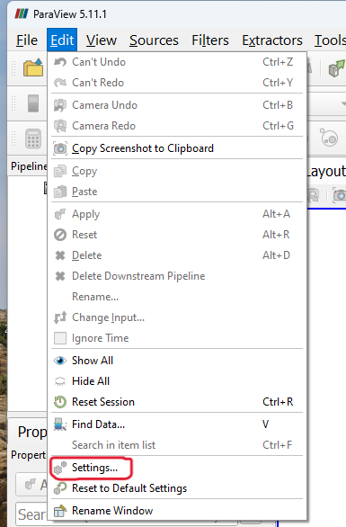 Change settings in ParaView.