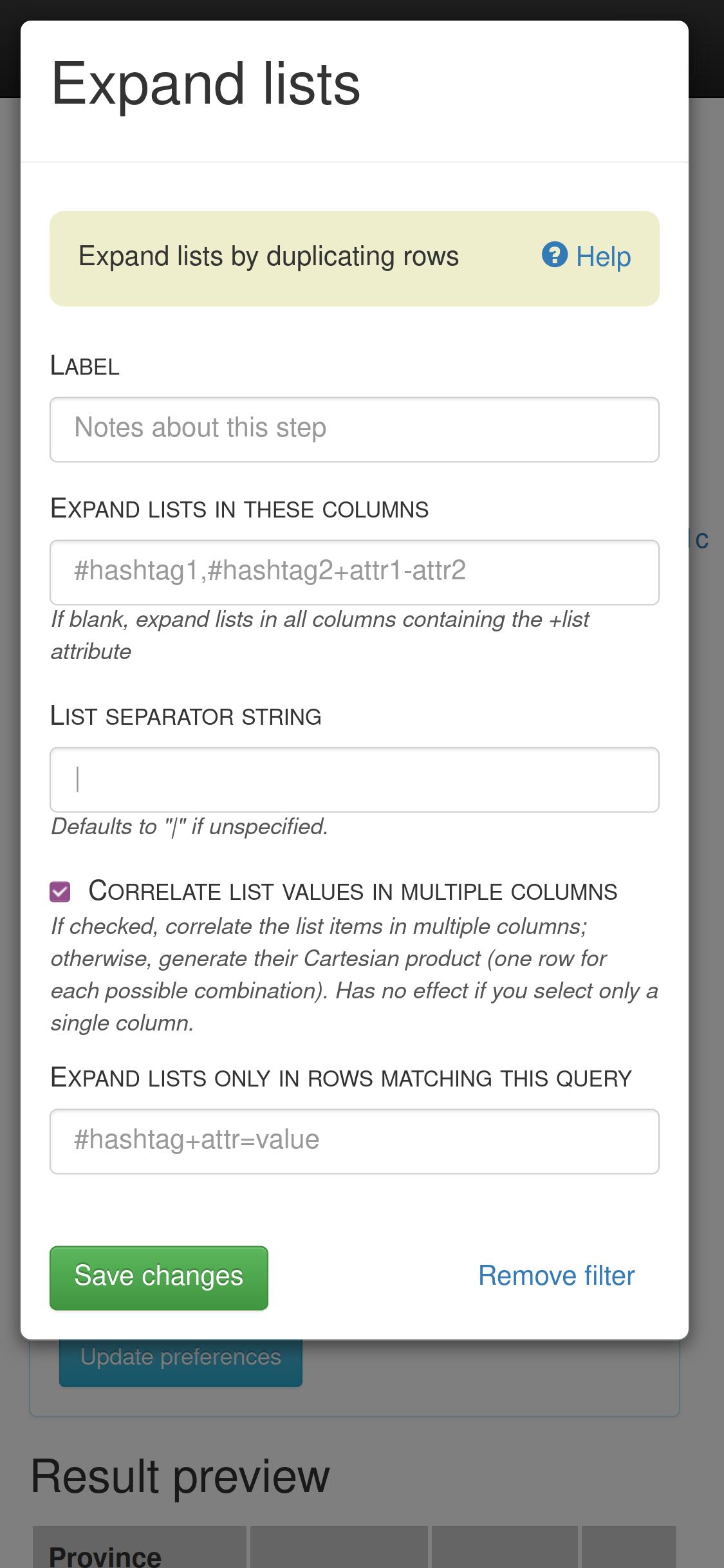 Deduplicate rows filter form