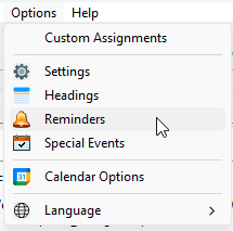 Options - Reminders