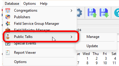 Public Talks Database Menu