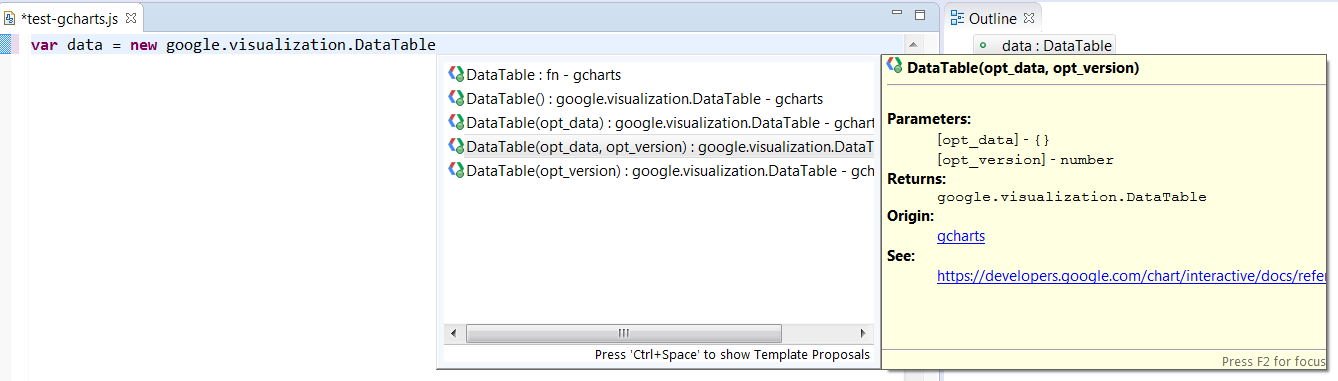 google Charts Completion