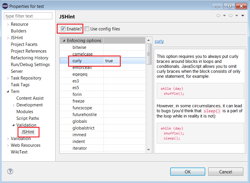 JSHint config