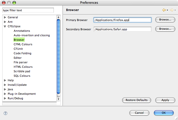 browser preferences screenshot