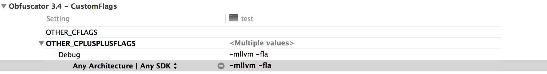 Xcode build settings