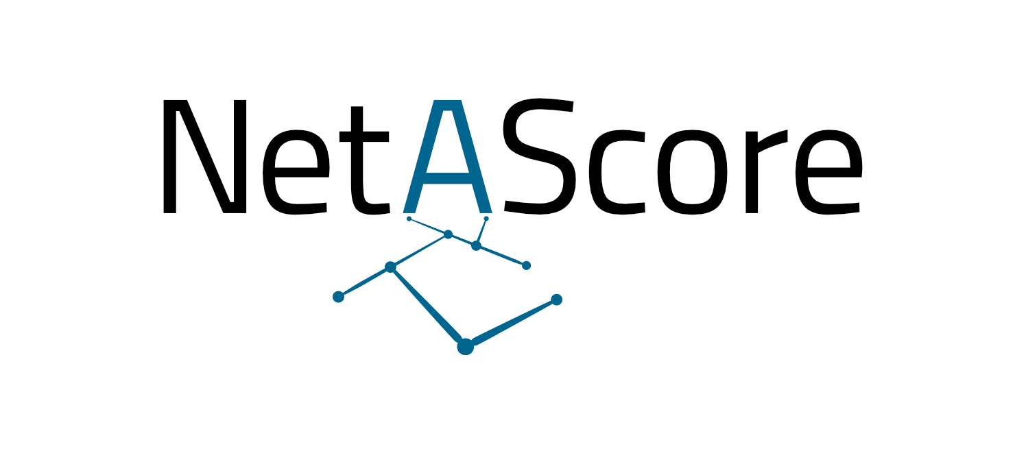 Shows the NetAScore logo, either with light or dark background depending on the Users settings.