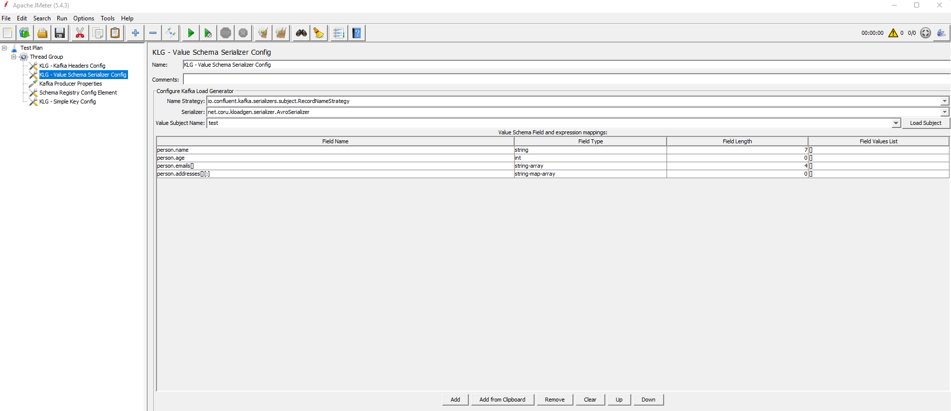 KLG - Value Schema Serializer Config